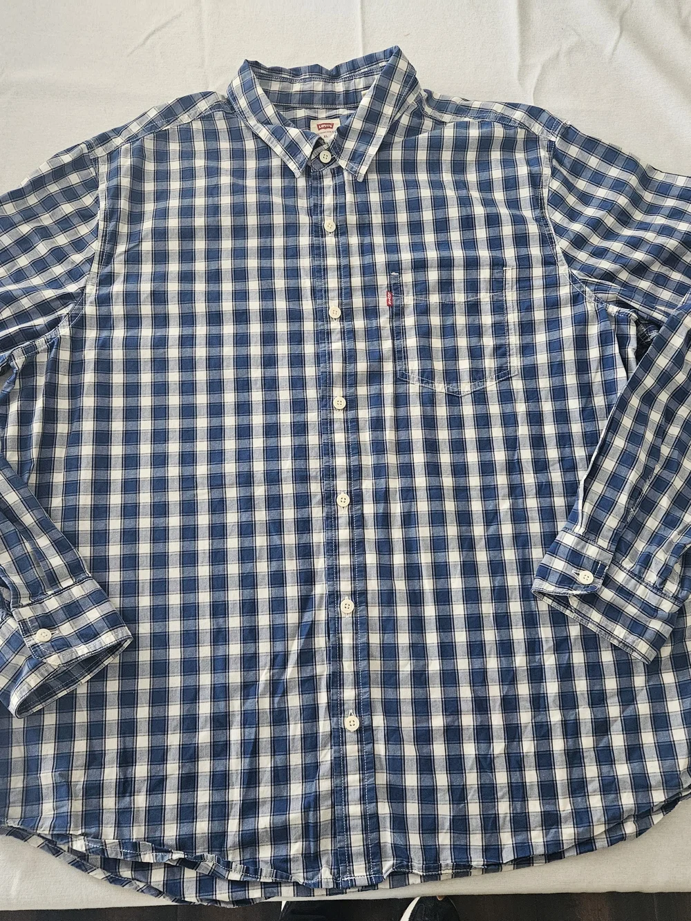 Levi's Navy and White Check Button-Down Shirt